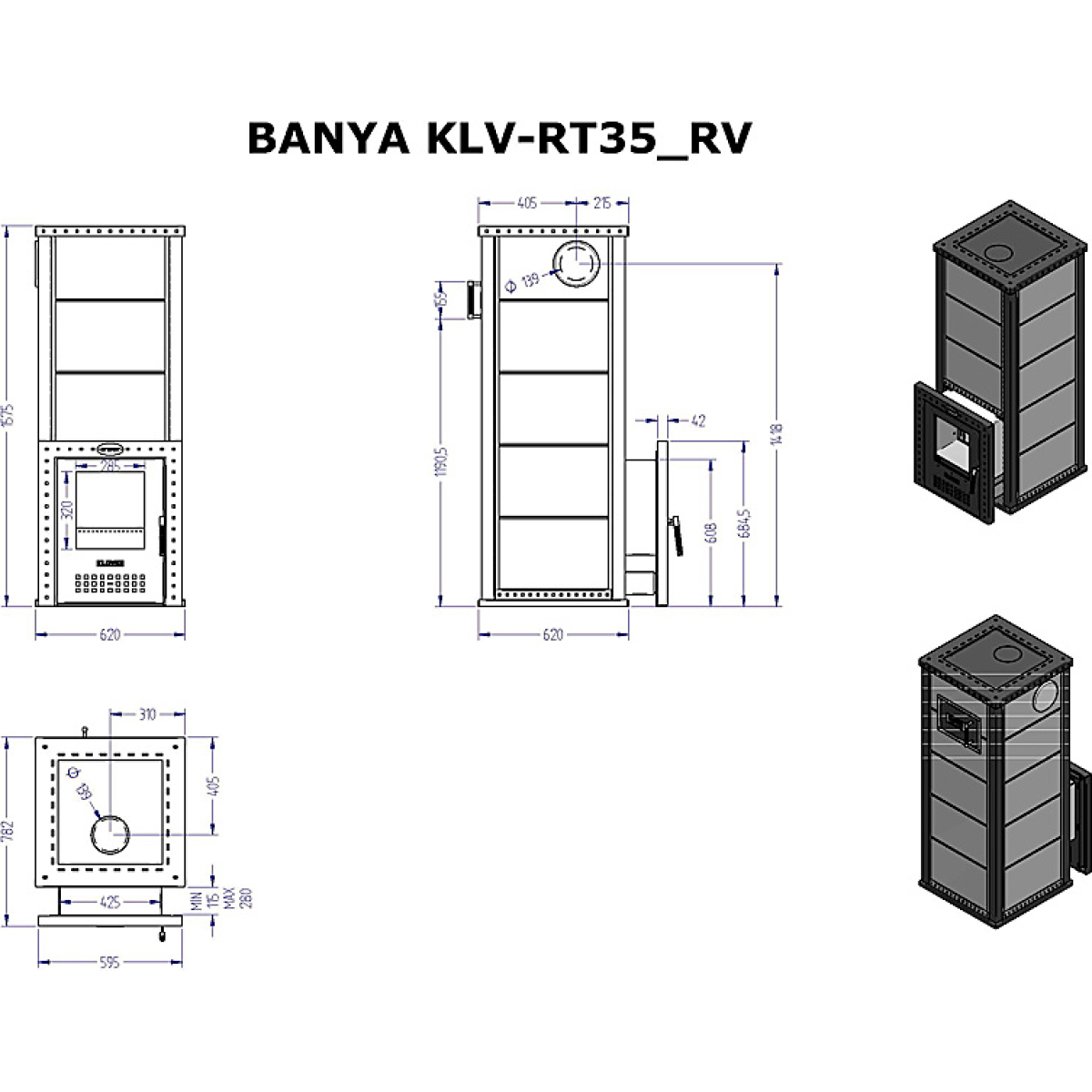 Дровяная печь для бани Klover KLV RT 35 RV — изображение 2